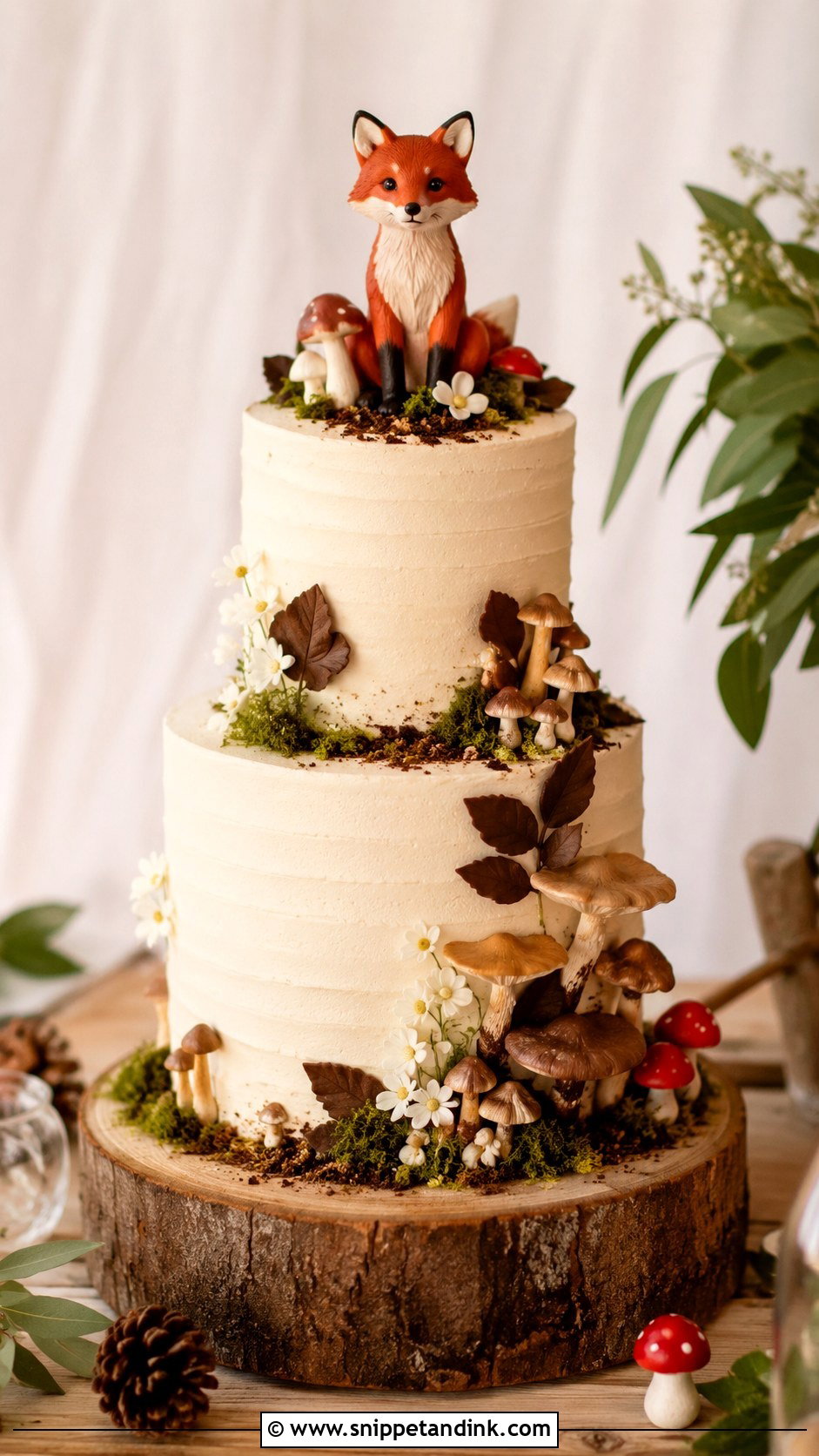 Fox Wedding Cake With Mushrooms - Snippet and Ink - 20 Fox Wedding Cake Ideas
