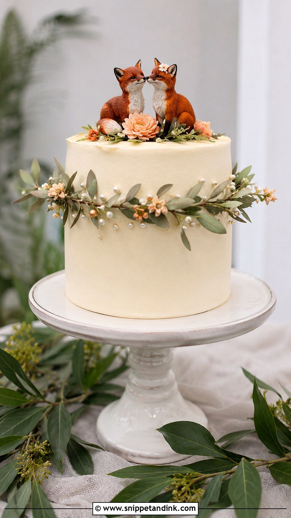 Fox Wedding Cake With One Tier - Snippet and Ink - 20 Fox Wedding Cake Ideas