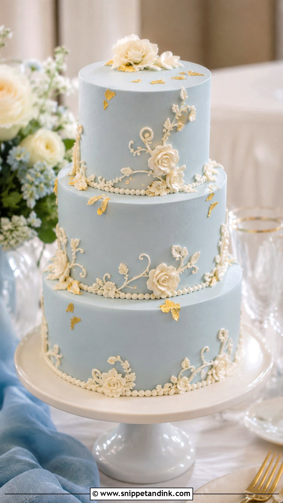 French Blue Wedding Cake - Snippet and Ink - 25 French Style Wedding Cake Ideas
