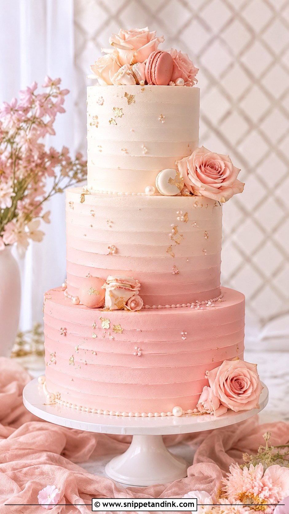 French Blush Wedding Cake - Snippet and Ink - 25 French Style Wedding Cake Ideas