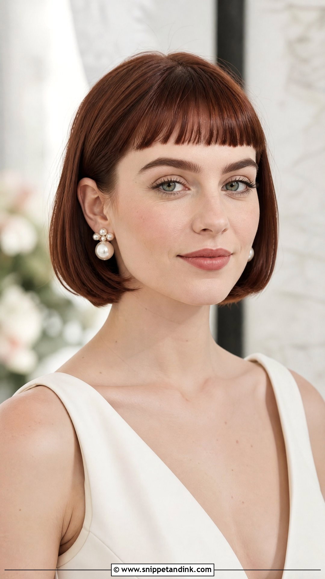 French Bob Wedding Hair With Baby Bangs - Snippet and Ink - 15 French Bob Wedding Hair Ideas