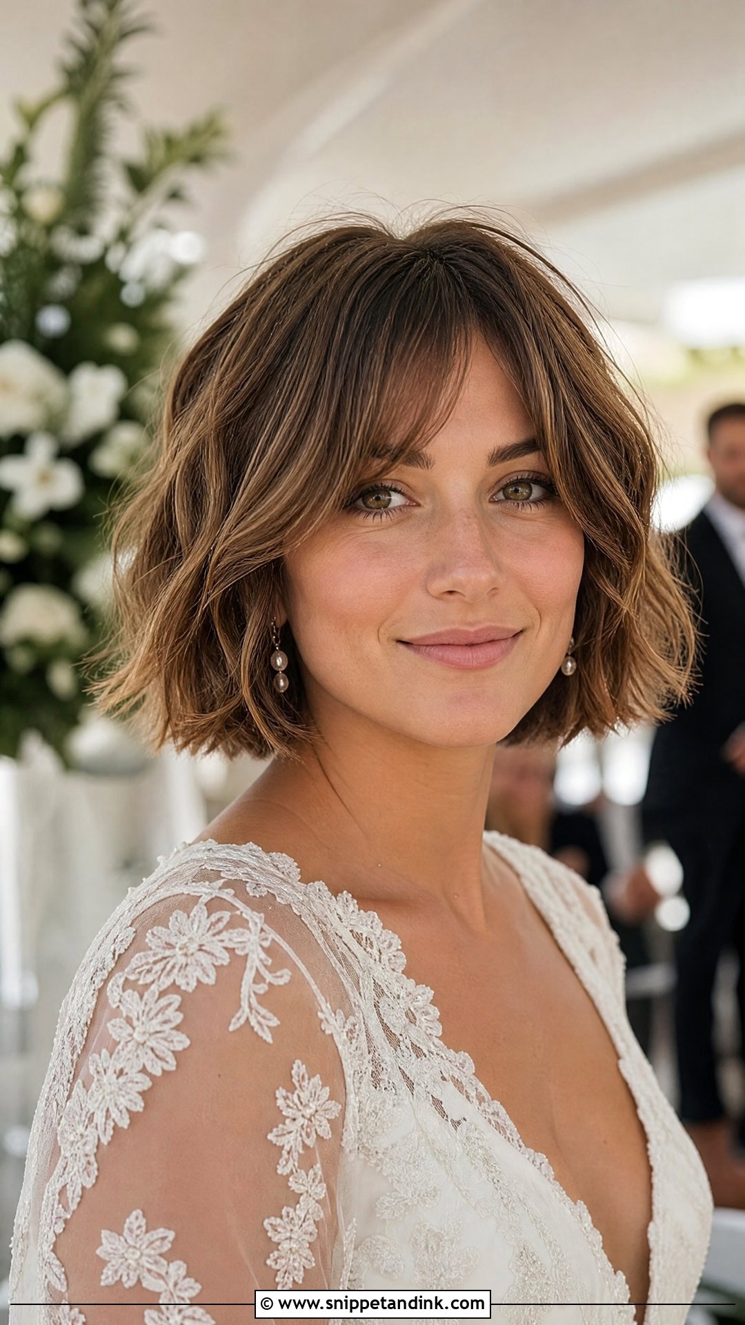French Bob Wedding Hair With Curtain Bangs - Snippet and Ink - 15 French Bob Wedding Hair Ideas