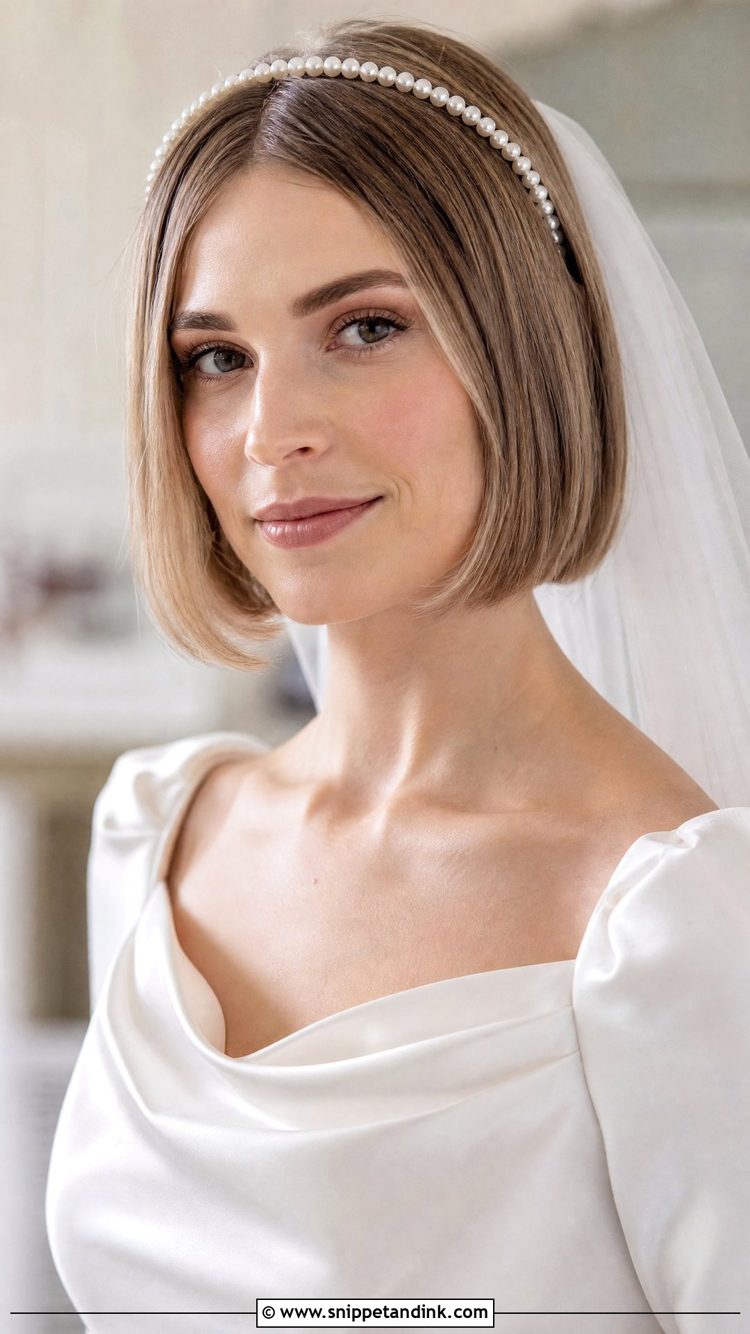 French Bob Wedding Hair With Headband - Snippet and Ink - 15 French Bob Wedding Hair Ideas