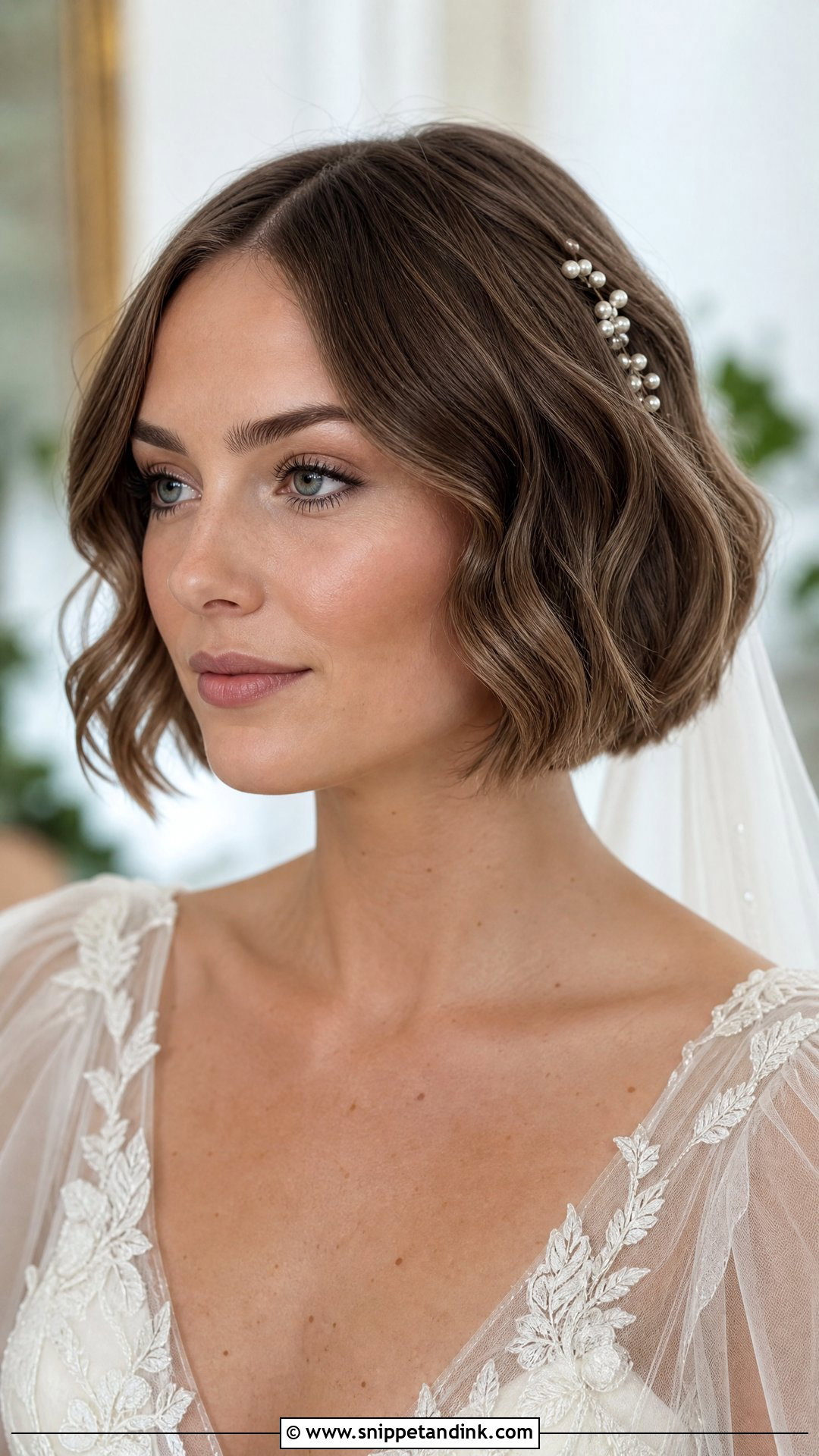 French Bob Wedding Hair With Low Volume Waves - Snippet and Ink - 15 French Bob Wedding Hair Ideas