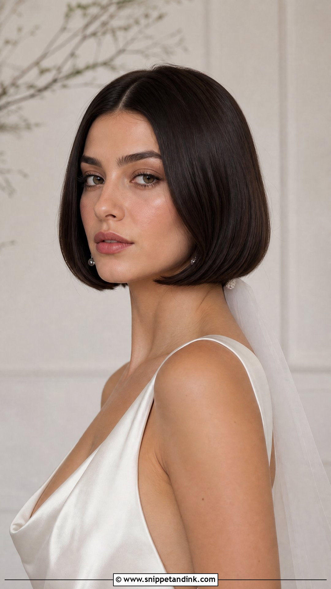 French Bob Wedding Hair With Sleek Finish - Snippet and Ink - 15 French Bob Wedding Hair Ideas