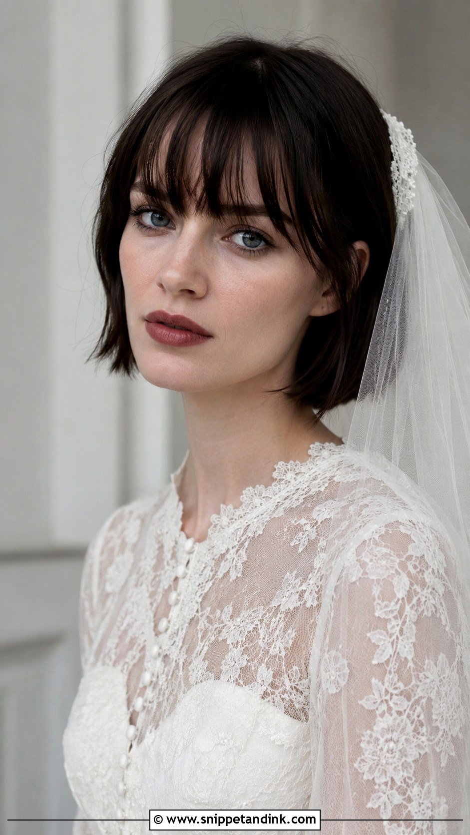 French Bob With Bangs - Snippet and Ink - 25 Bob Wedding Hair Ideas