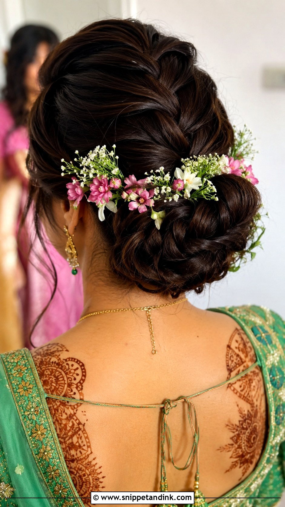 French Braid Bun for Mehendi - Snippet and Ink - 20 Hair Do for Indian Wedding Ideas