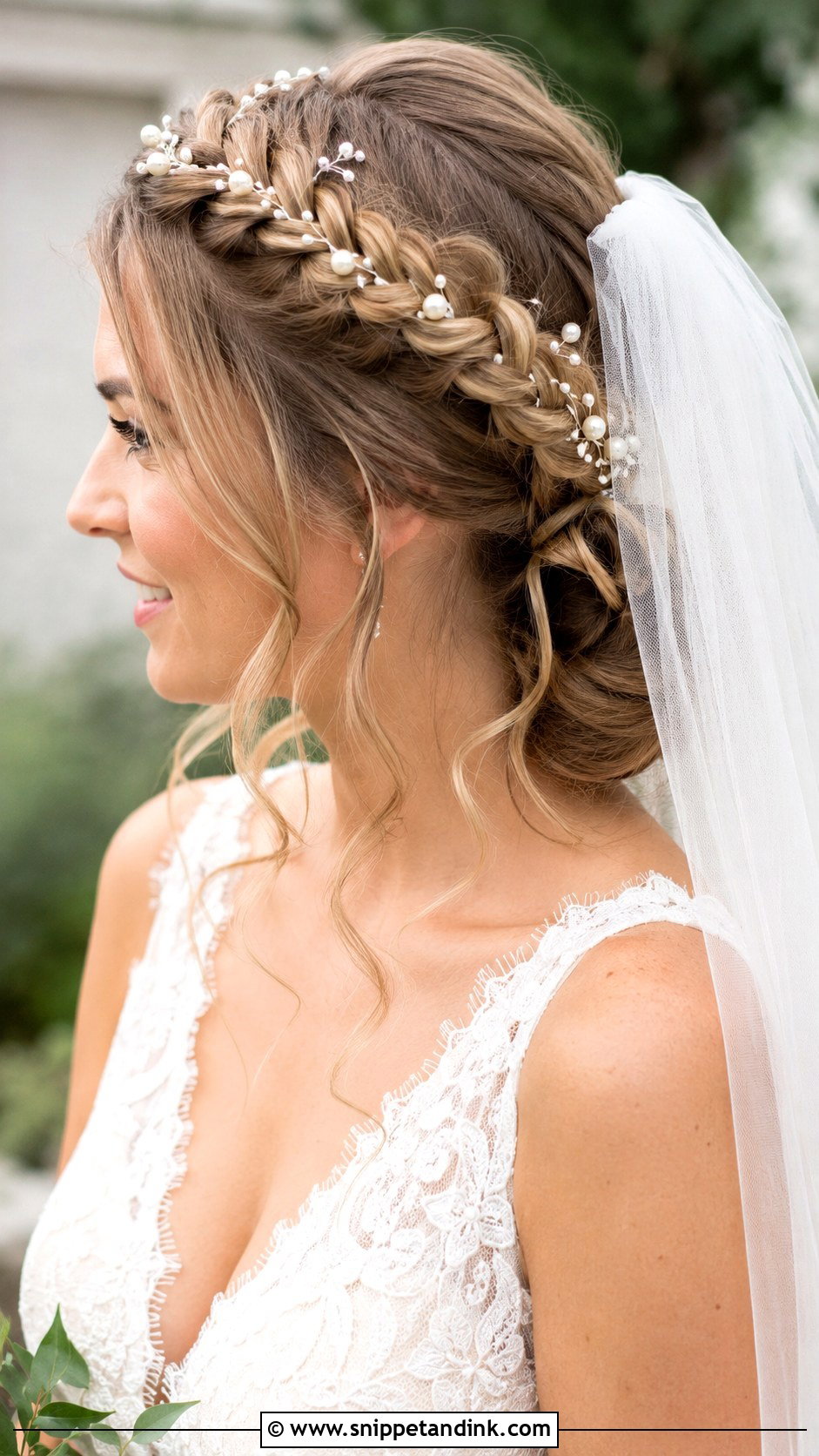 French Braid Crown With Veil - Snippet and Ink - 20 French Braid Wedding Hairstyles