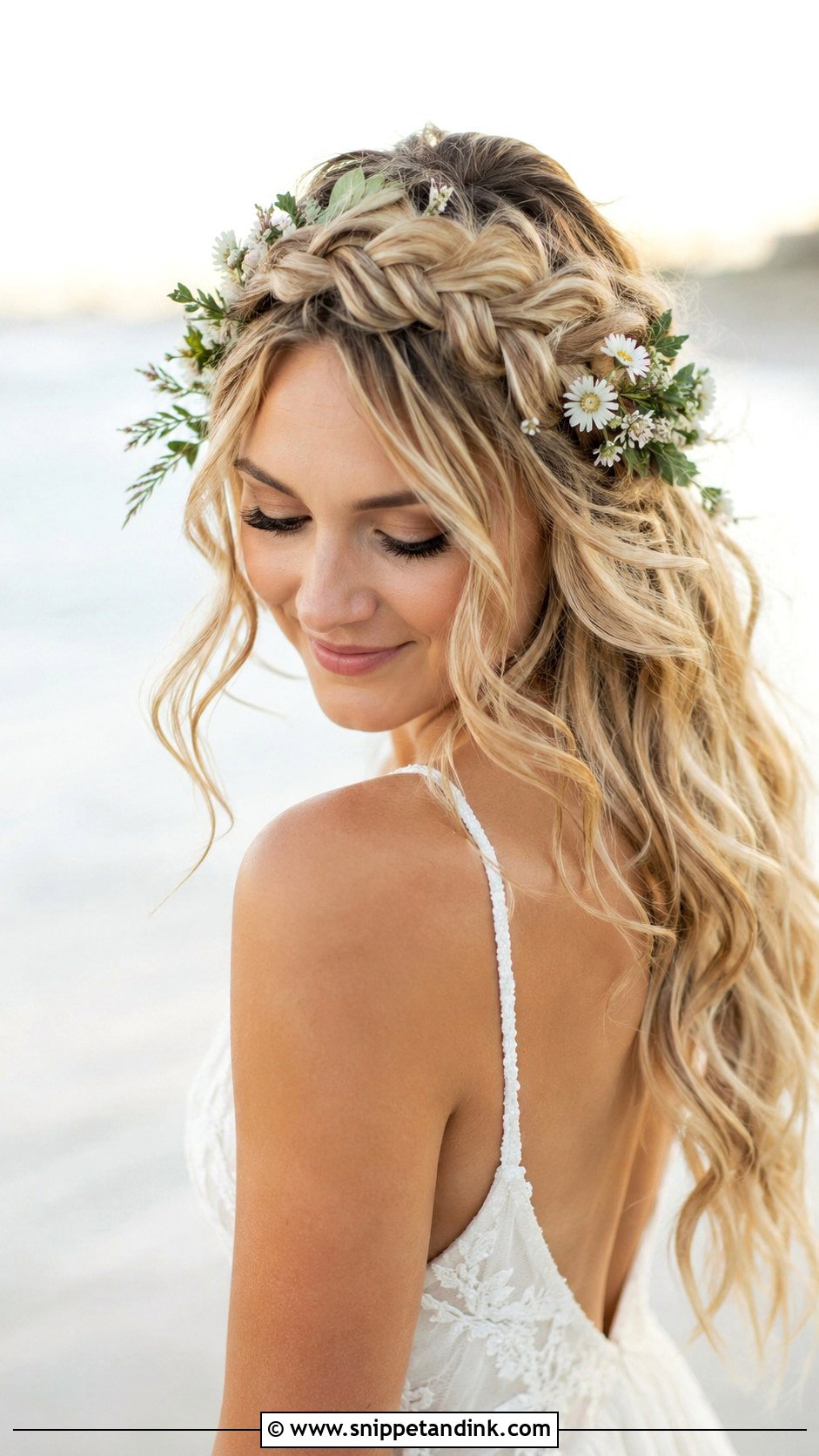 French Braid Crown for Boho Brides - Snippet and Ink - 20 French Braid Wedding Hairstyles