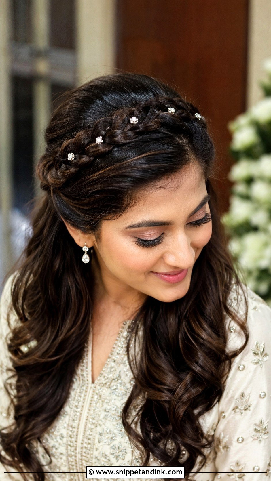 French Braid Crown - Snippet and Ink - 20 Simple Hairstyles for Indian Wedding