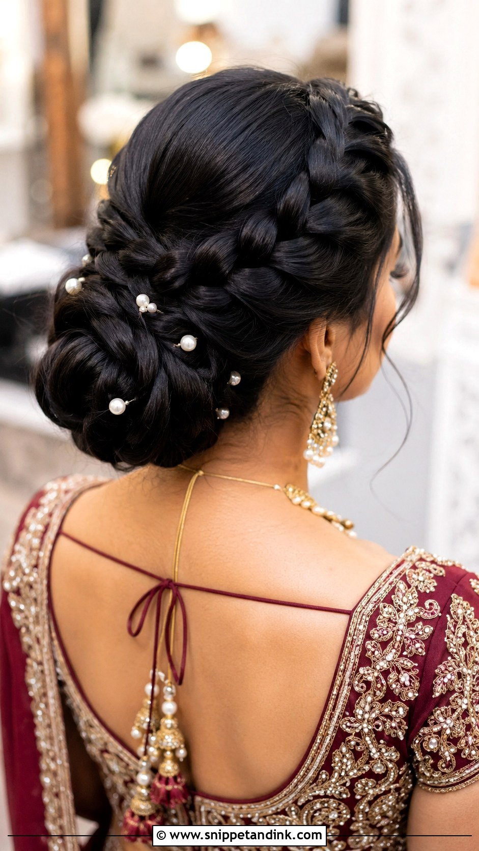 French Braid Into A Bun - Snippet and Ink - 30 Indian Hairstyle for Wedding Ideas