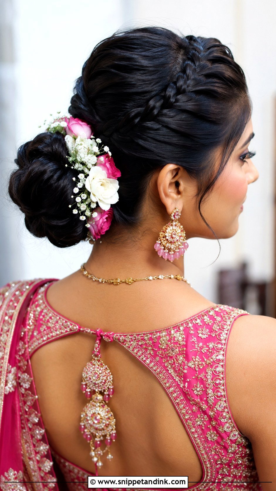 French Braid Into Bun - Snippet and Ink - 20 Indian Bridal Hairstyle Ideas