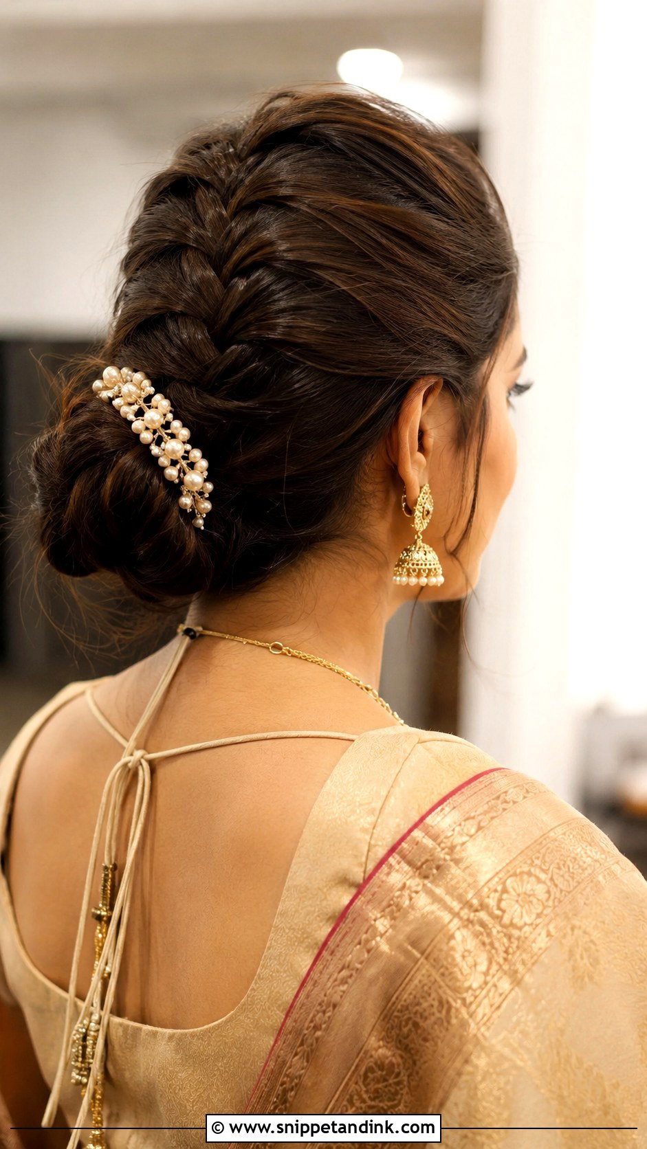 French Braid Into Bun - Snippet and Ink - 25 Hair Styles for Indian Wedding