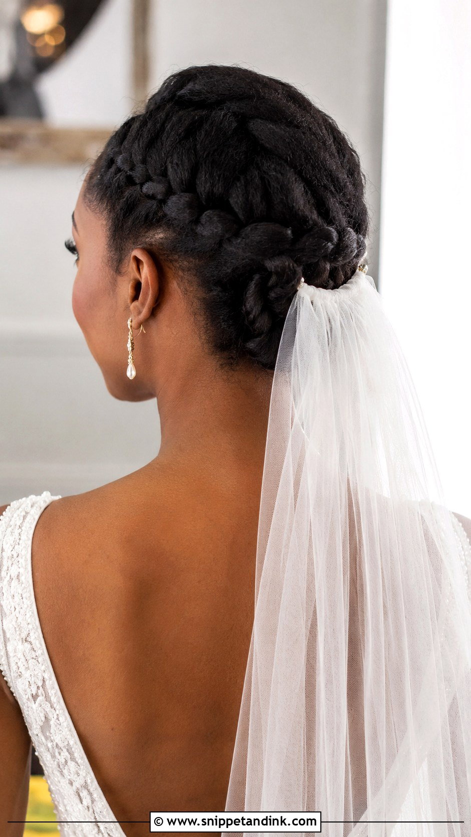 French Braid Low Updo - Snippet and Ink - 25 Natural Hair Updo Wedding Ideas