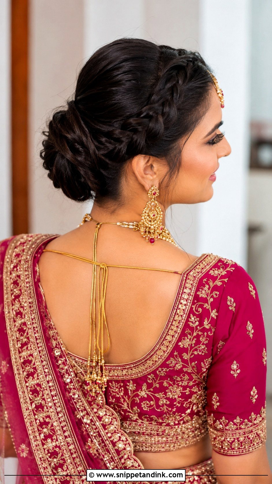 French Braid Updo - Snippet and Ink - 25 Indian Weddings Bridal Hairstyles
