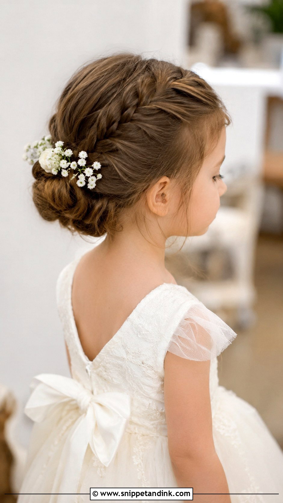 French Braid Updo - Snippet and Ink - 25 Toddler Wedding Hair Ideas