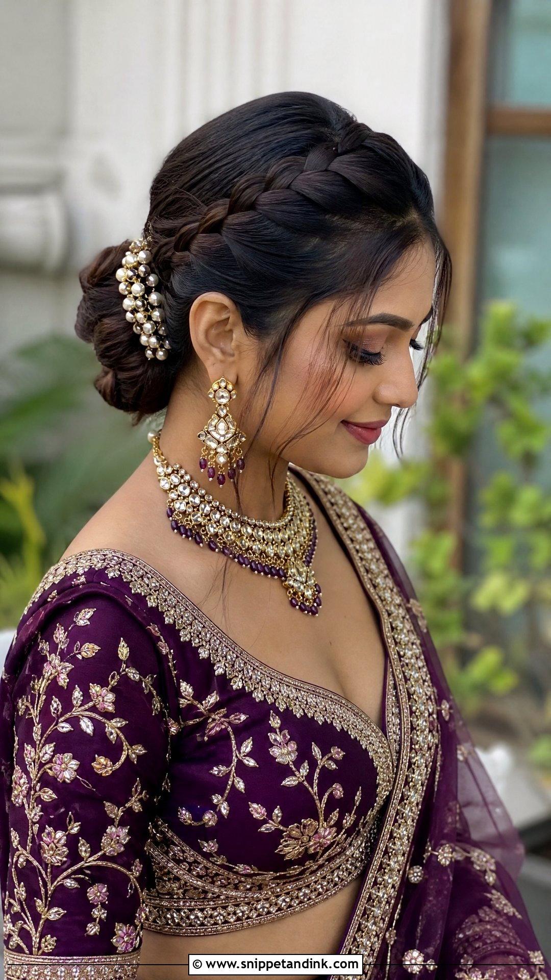 French Braid Updo - Snippet and Ink - 20 Indian Hairstyle for Mom of Bride Ideas