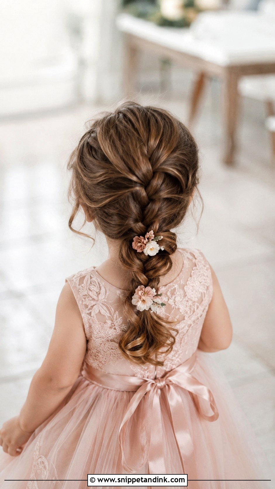French Braid With Curled Ends - Snippet and Ink - 25 Toddler Wedding Hairstyles