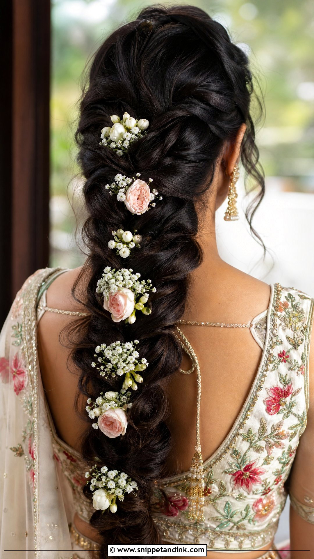 French Braid With Flowers For Indian Wedding - Snippet and Ink - 15 French Braid Indian Wedding Ideas