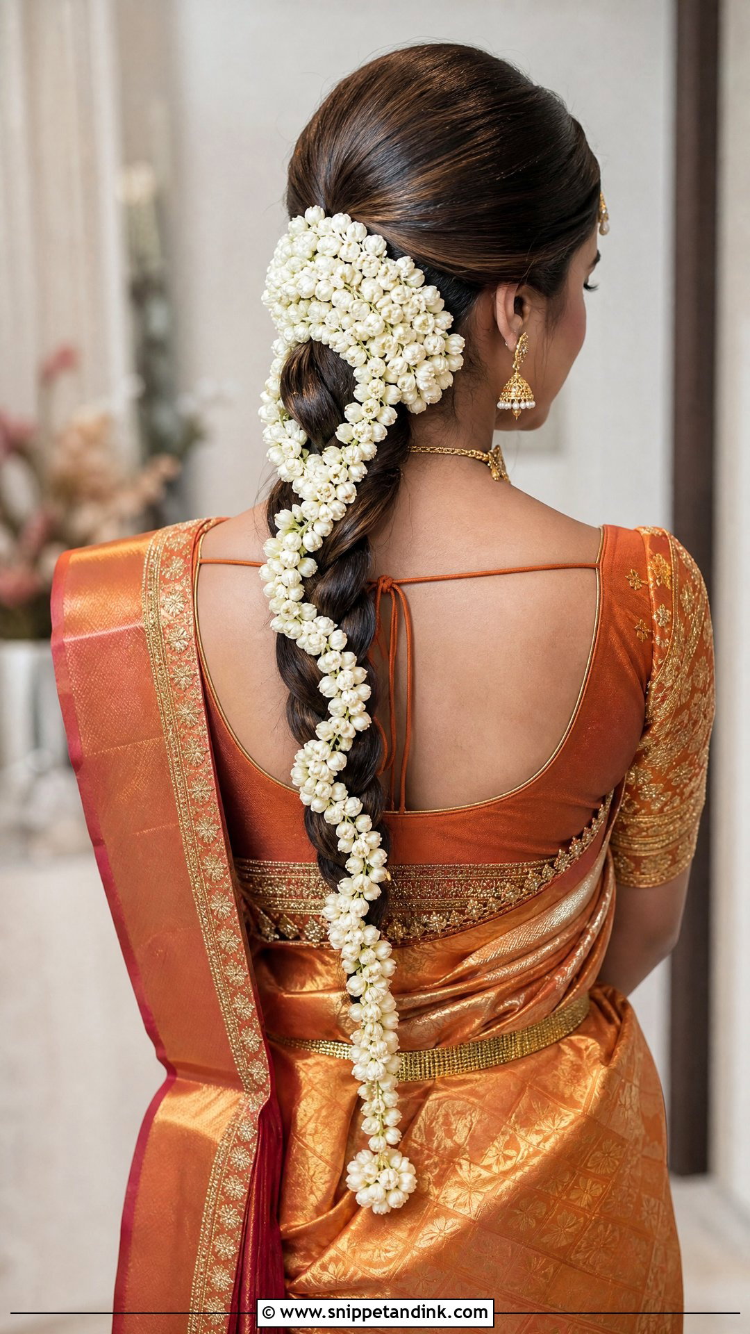French Braid With Gajra For Indian Wedding - Snippet and Ink - 15 French Braid Indian Wedding Ideas