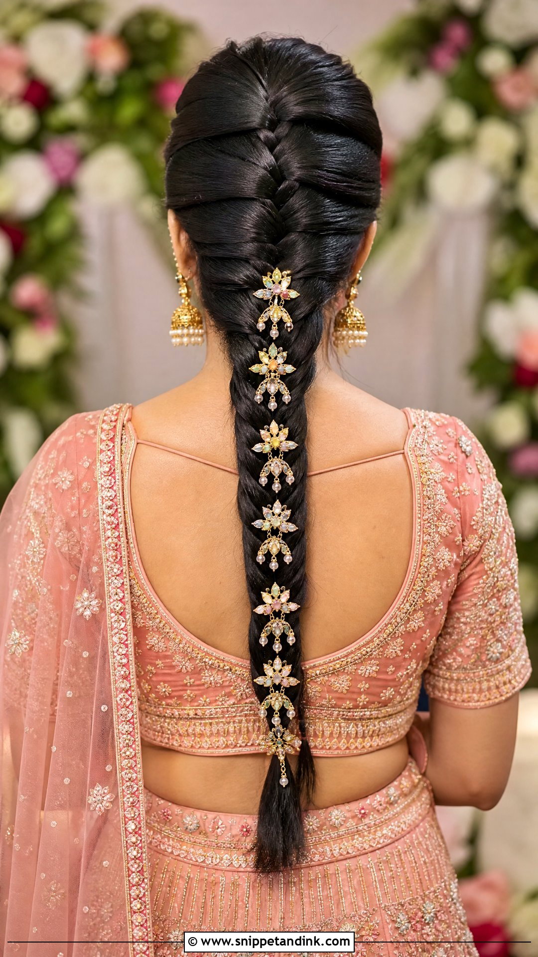 French Braid With Lehenga For Indian Wedding - Snippet and Ink - 15 French Braid Indian Wedding Ideas