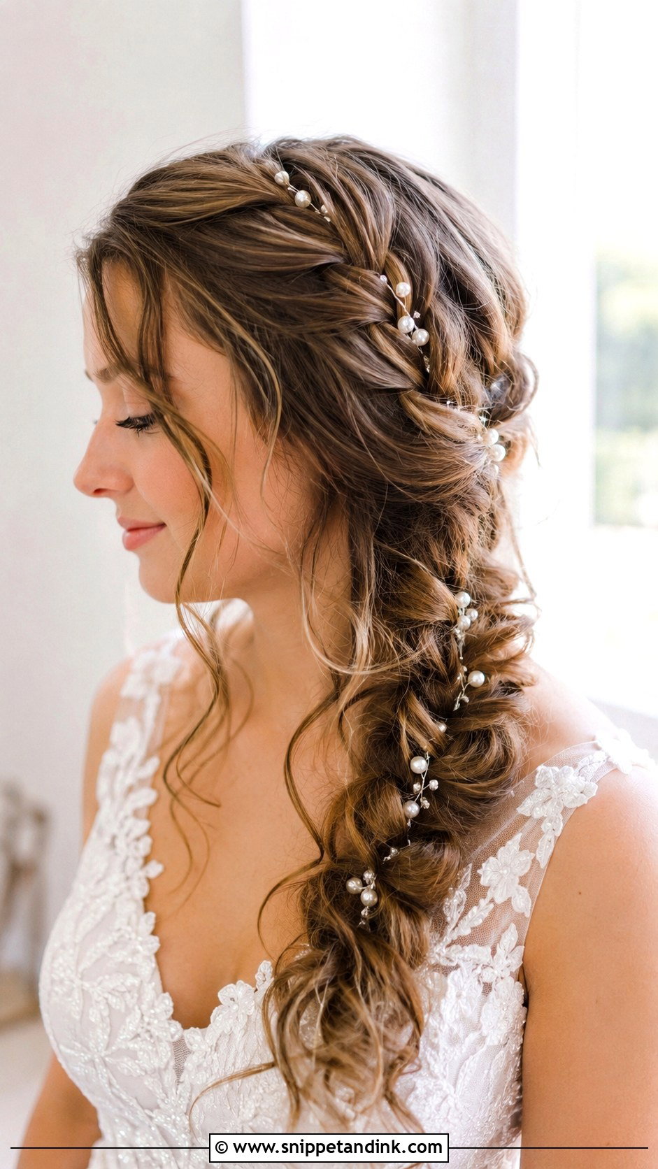 French Braid With Loose Curls - Snippet and Ink - 20 French Braid Wedding Hairstyles