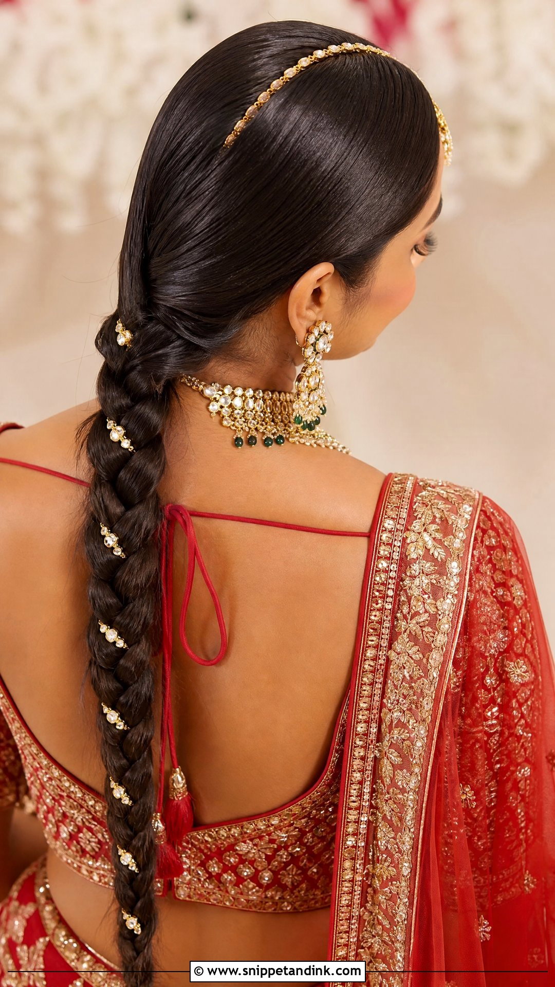 French Braid With Maang Tikka For Indian Wedding - Snippet and Ink - 15 French Braid Indian Wedding Ideas