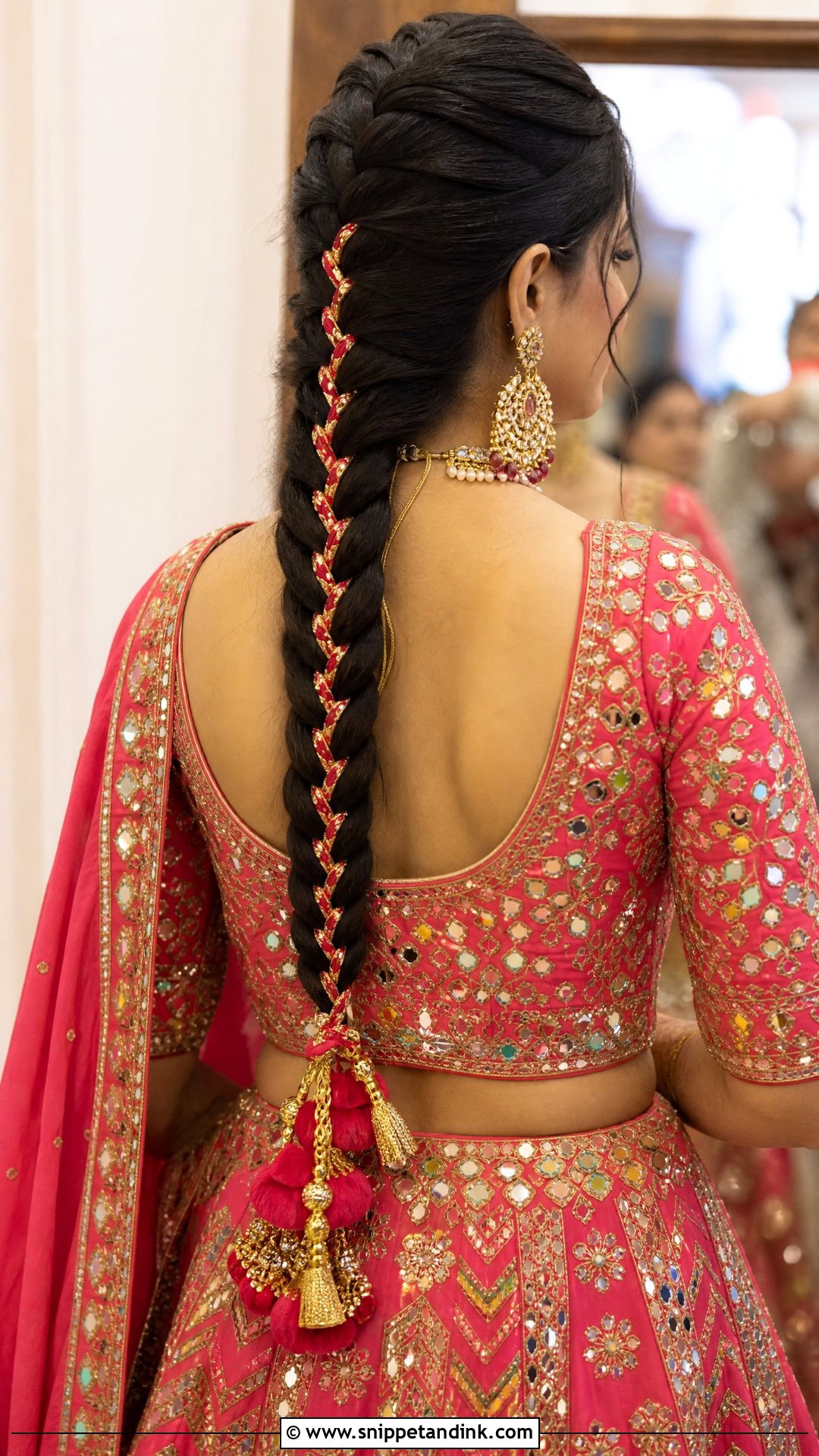 French Braid With Paranda For Indian Wedding - Snippet and Ink - 15 French Braid Indian Wedding Ideas