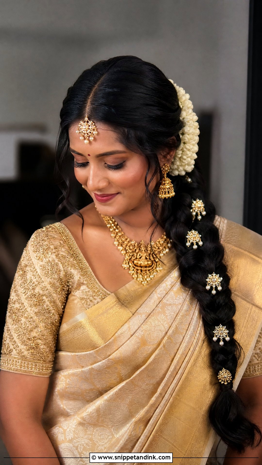 French Braid With Saree For Indian Wedding - Snippet and Ink - 15 French Braid Indian Wedding Ideas