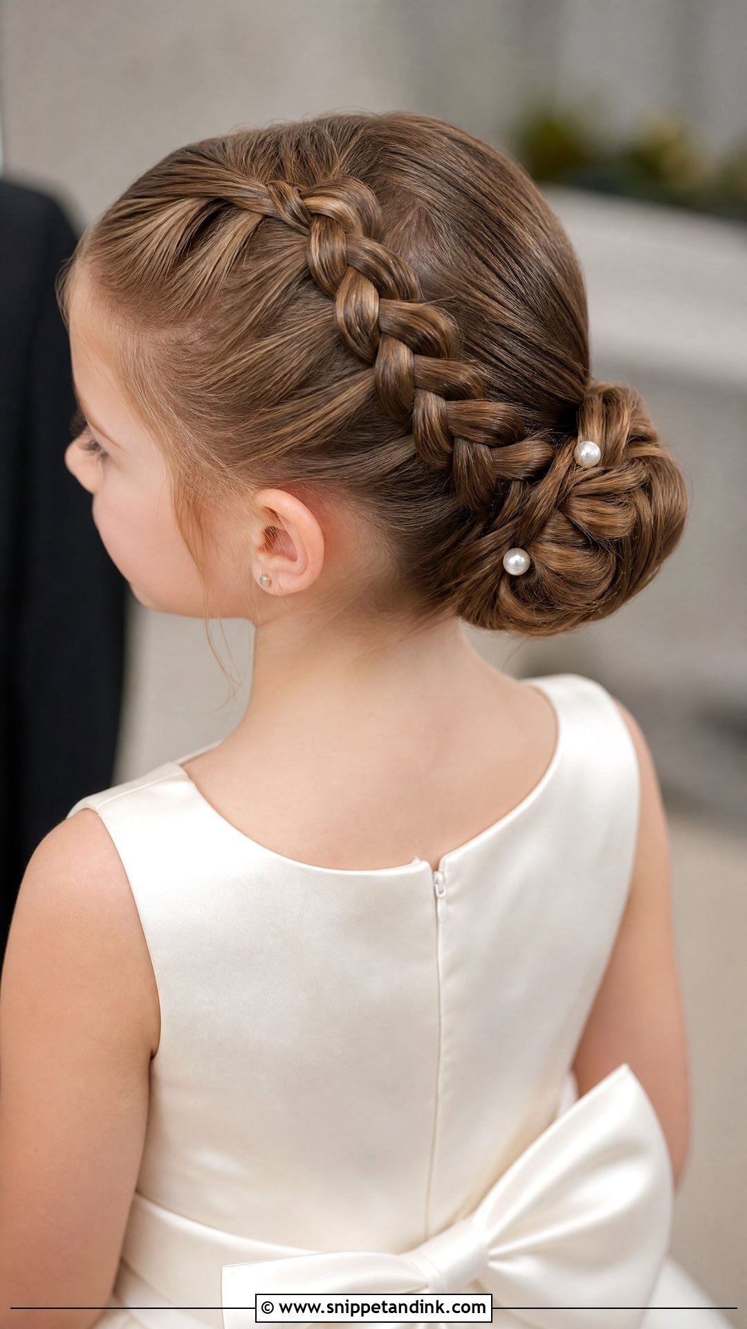 French Braided Bun for Little Girls - Snippet and Ink - 20 Kids Hair Styles for Wedding