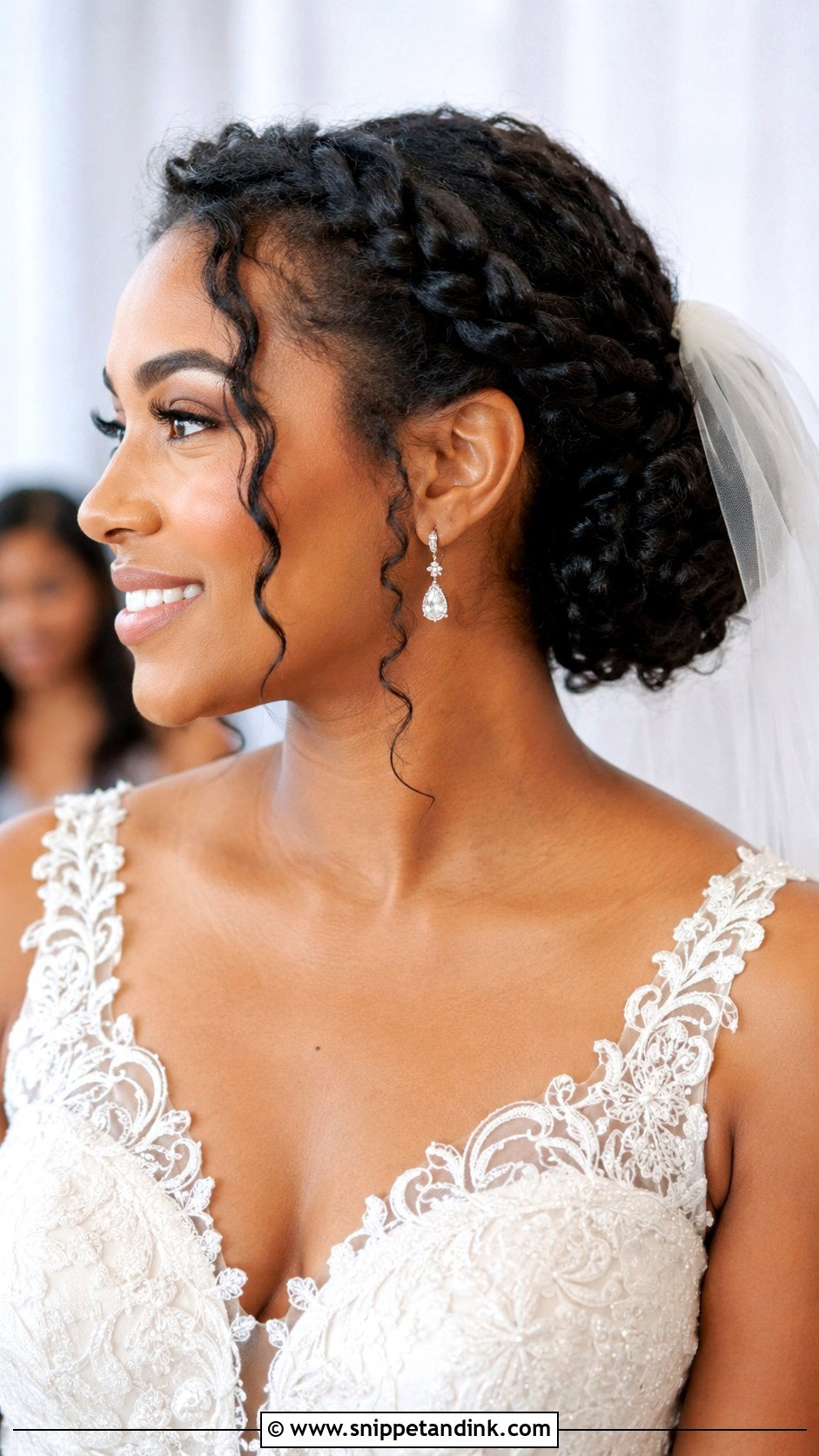 French Braids Into A Natural Updo - Snippet and Ink - 30 Natural Hair Bride Ideas