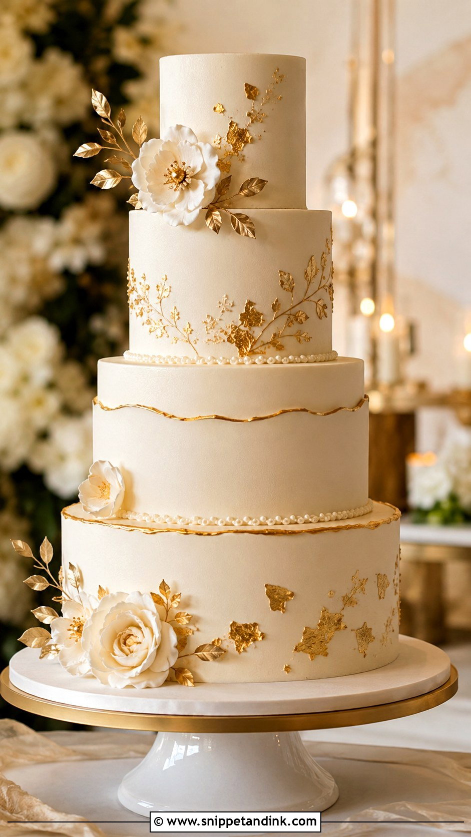 French Gold Wedding Cake - Snippet and Ink - 25 French Style Wedding Cake Ideas