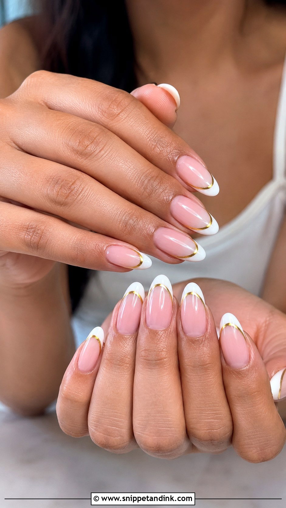 French Indian Bride Nails With Gold Line - Snippet and Ink - 20 Indian Bride Wedding Nails