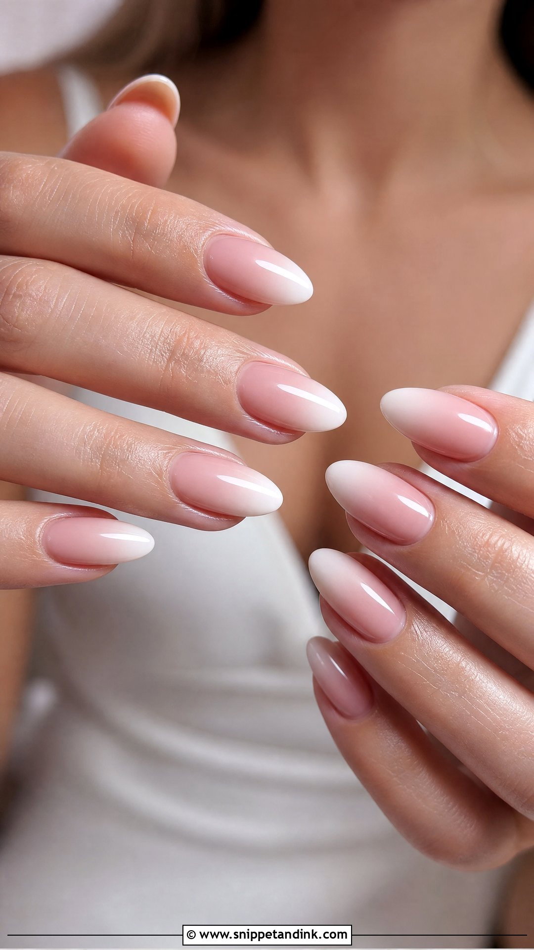 French Ombre Almond Bridal Nails - Snippet and Ink - 25 Almond Bridal Nails