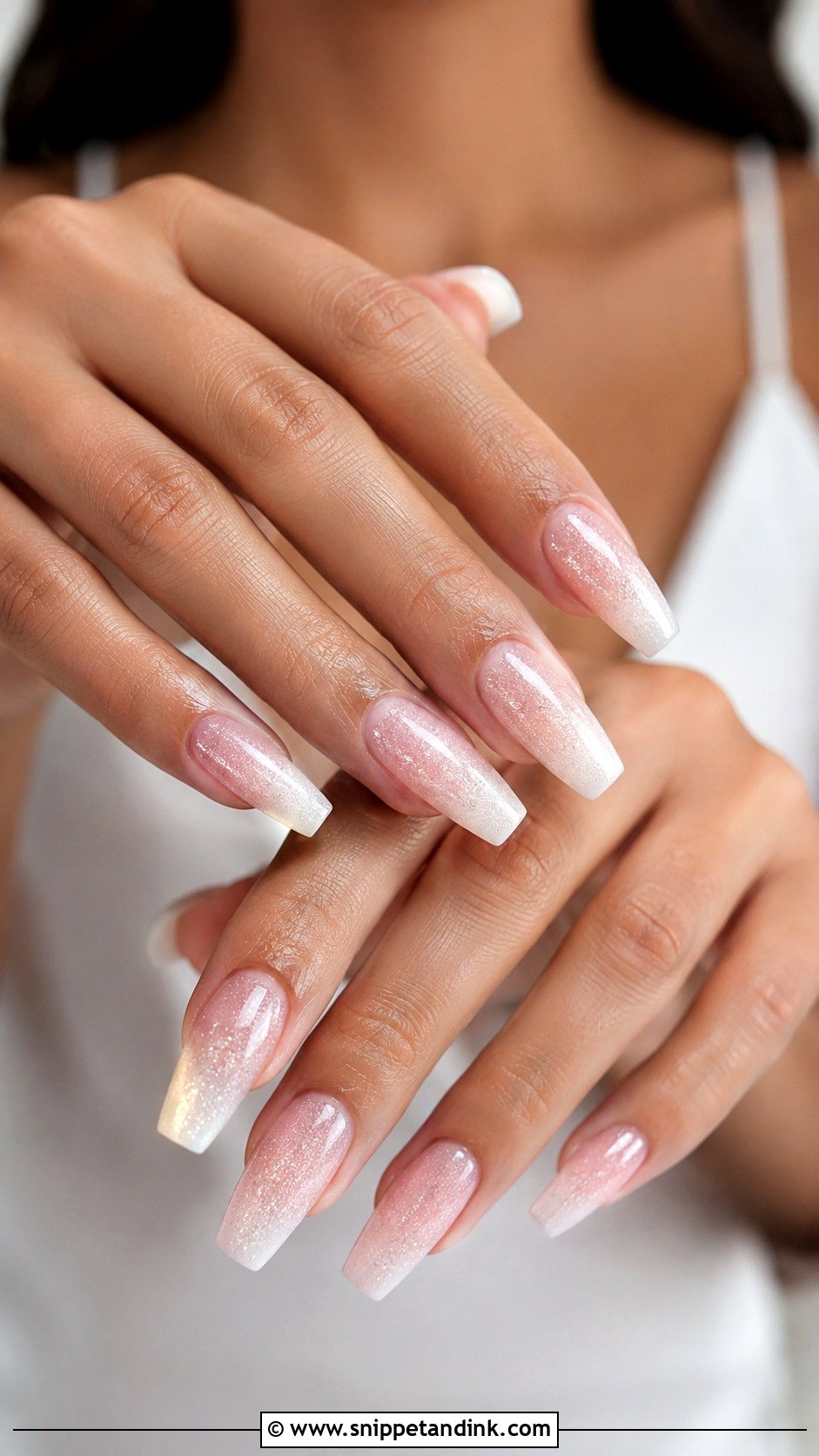 French Ombre Sparkle Wedding Nails - Snippet and Ink - 20 Classy Bridal Sparkle Wedding Nails for Bride