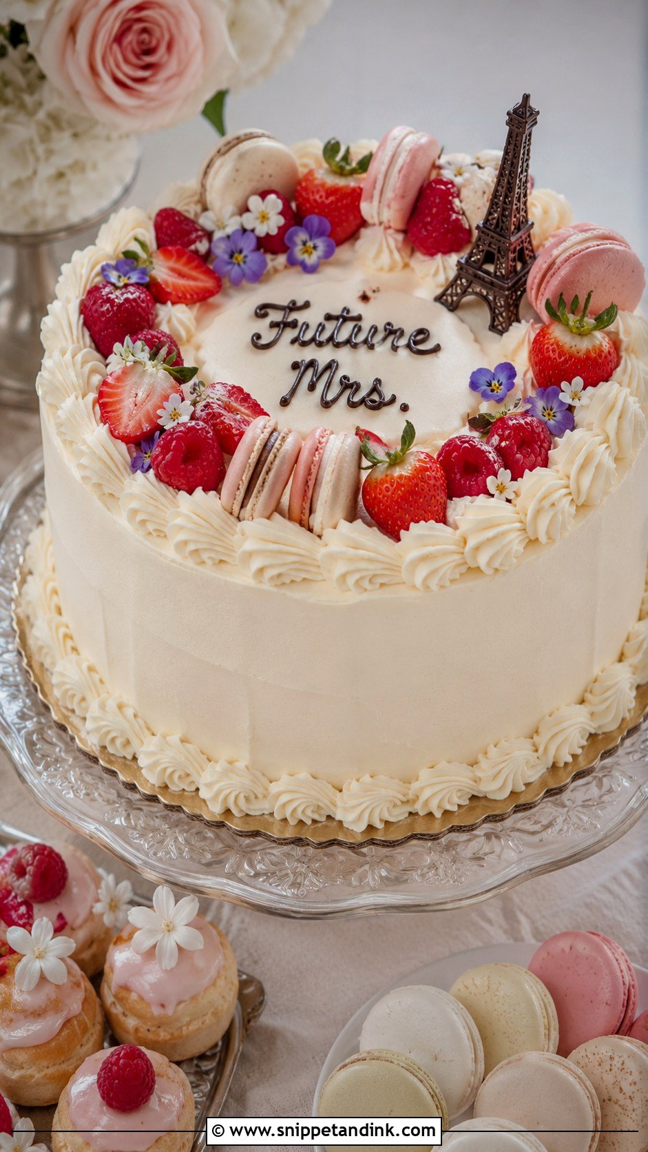 French Patisserie Bachelorette Cake - Snippet and Ink - 25 Let Them Eat Cake Bachelorette Ideas for Wedding