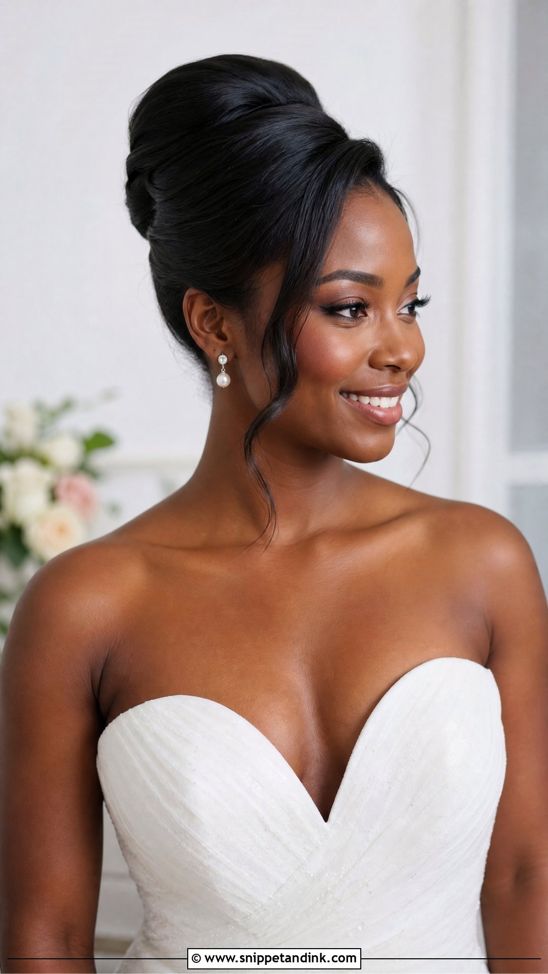 French Roll Updo for Black Brides - Snippet and Ink - 25 Black Hair Bride Hairstyles