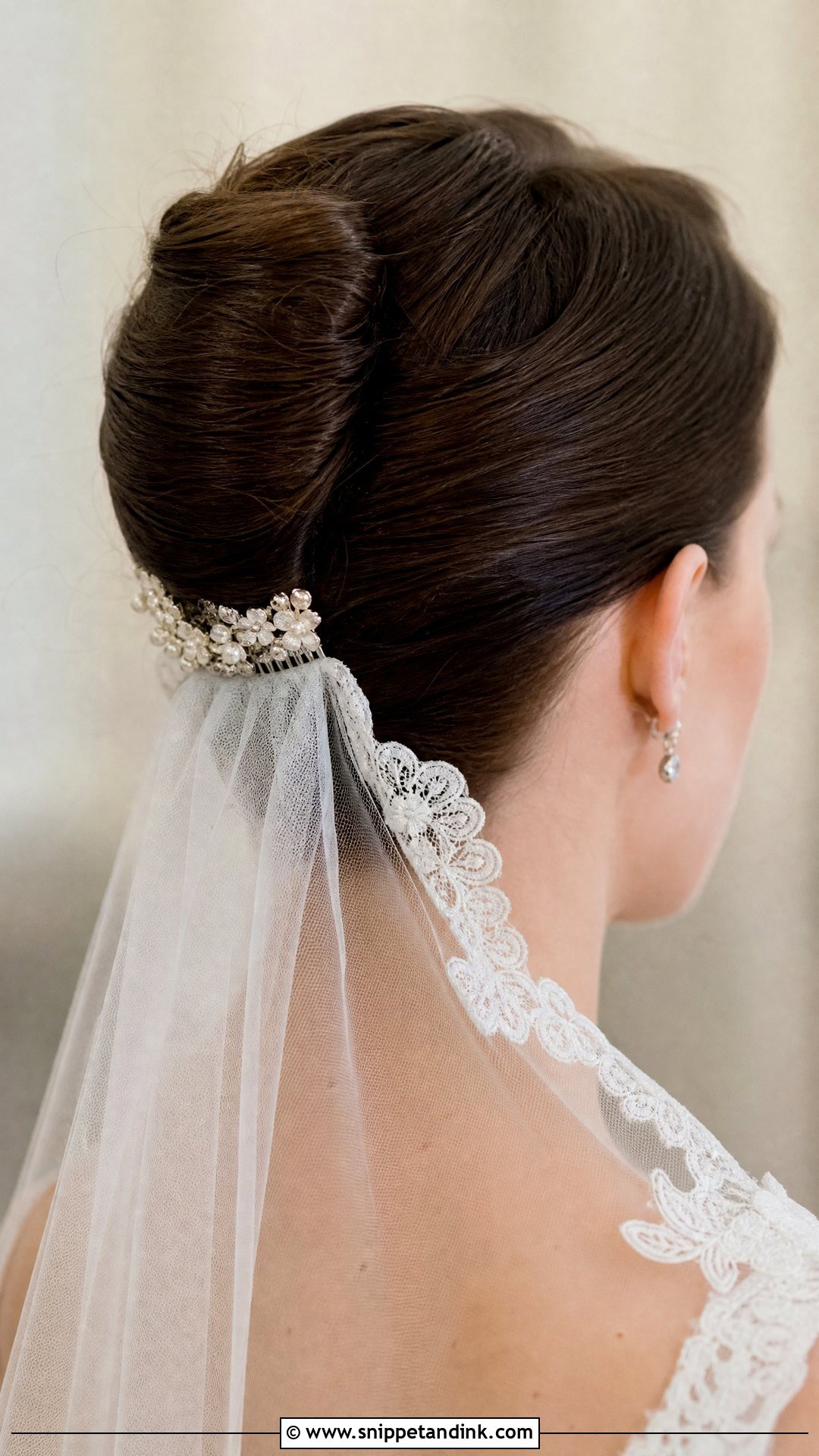 French Roll Updo for Short Hair - Snippet and Ink - 20 Short Hair Bridal Styles