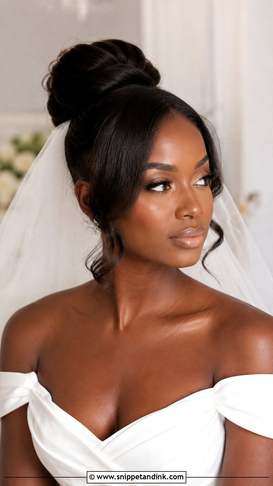 French Roll With Face Framing Tendrils - Snippet and Ink - 30 Wedding Hair Black Women Ideas