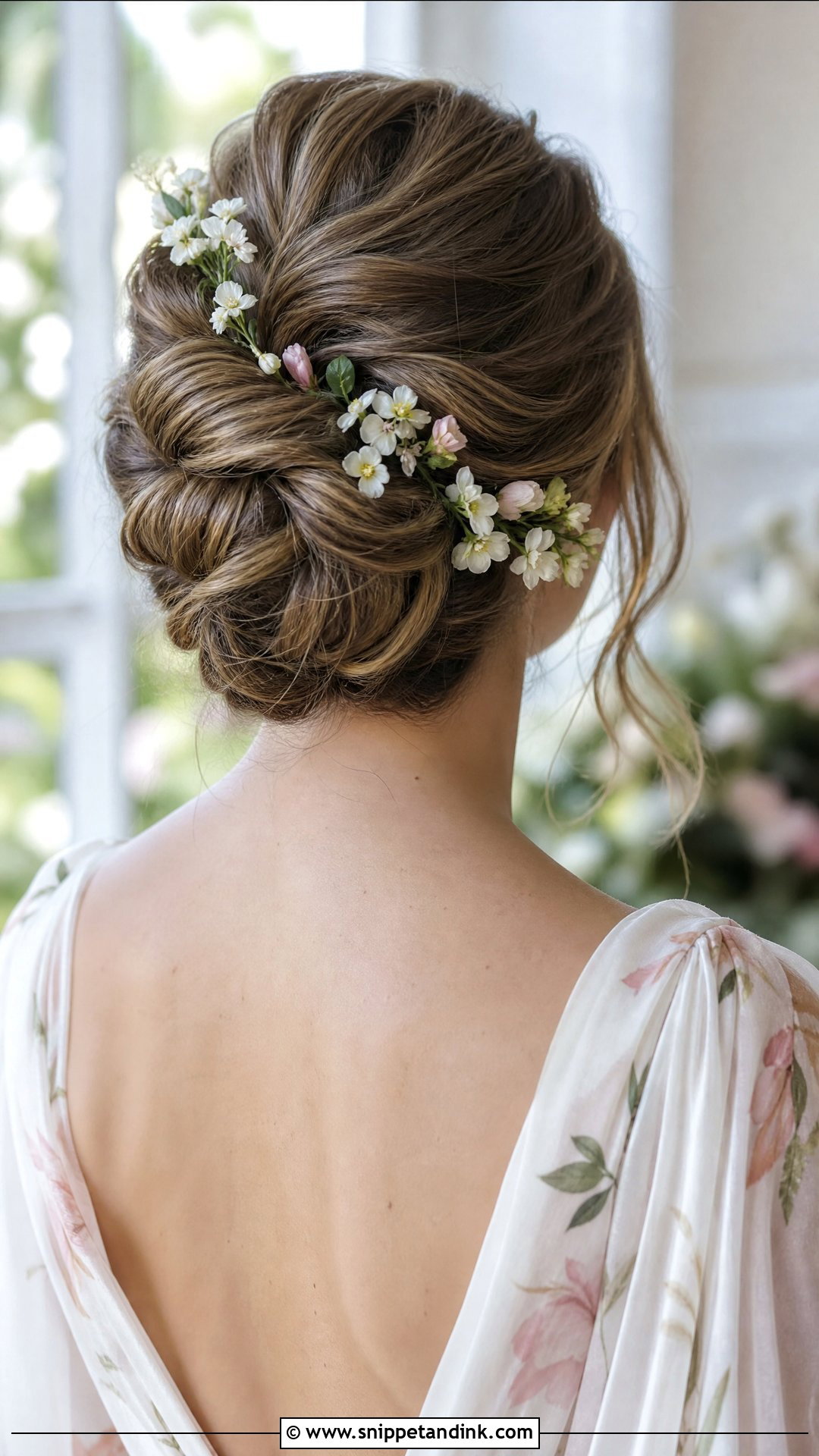 French Roll With Flowers Tucked In - Snippet and Ink - 20 French Roll Wedding Hairstyle Ideas
