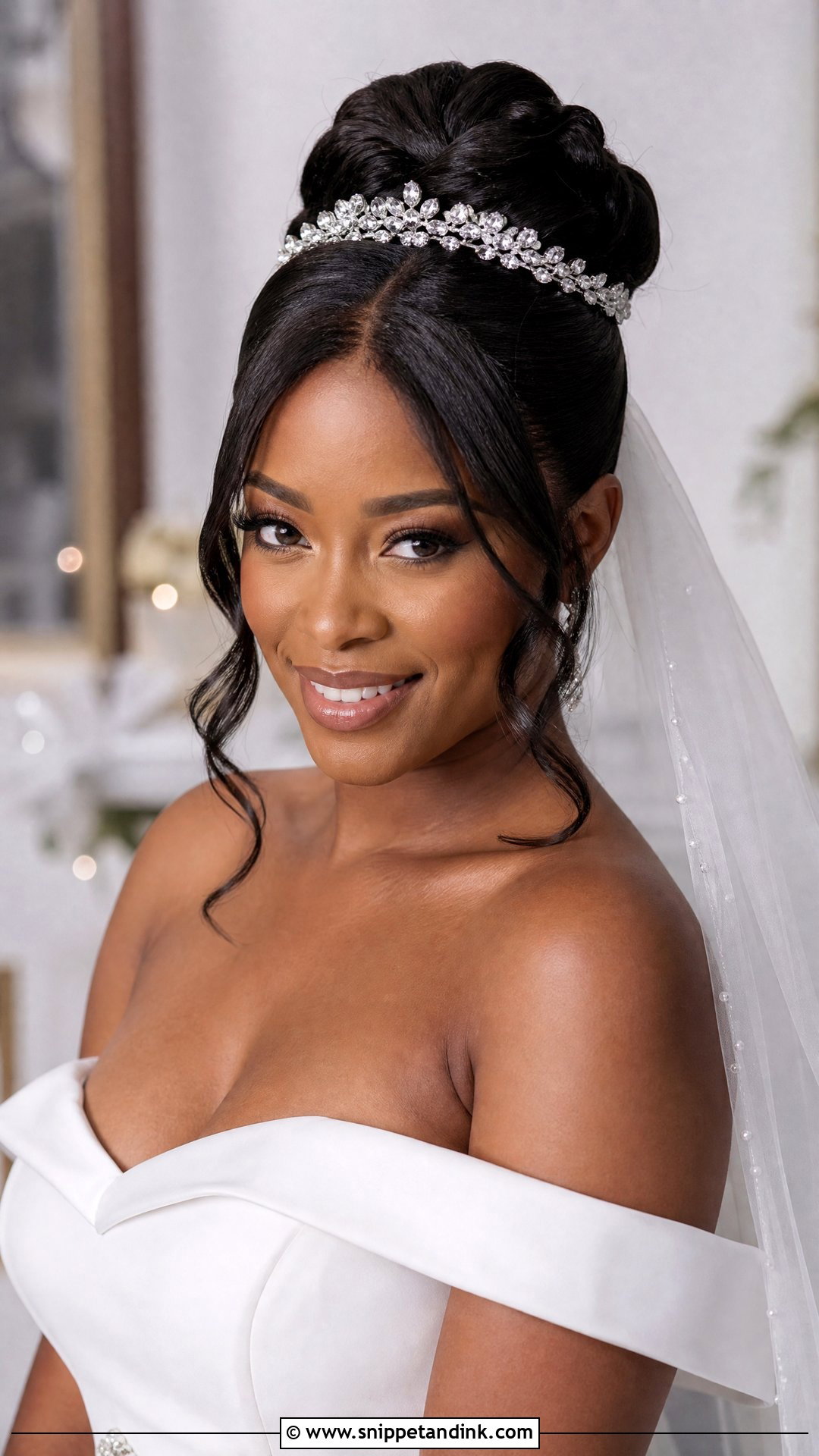 French Roll With Tendrils - Snippet and Ink - 20 Wedding Hair Black Hair Ideas