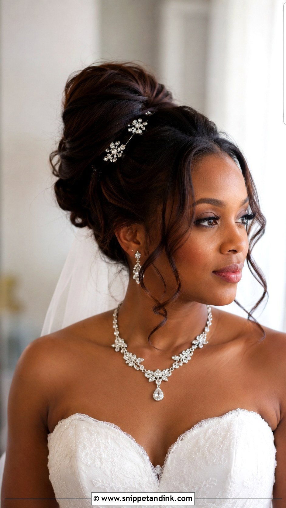 French Roll with Face Framing Tendrils - Snippet and Ink - 25 Bridal Hairstyles Black Women