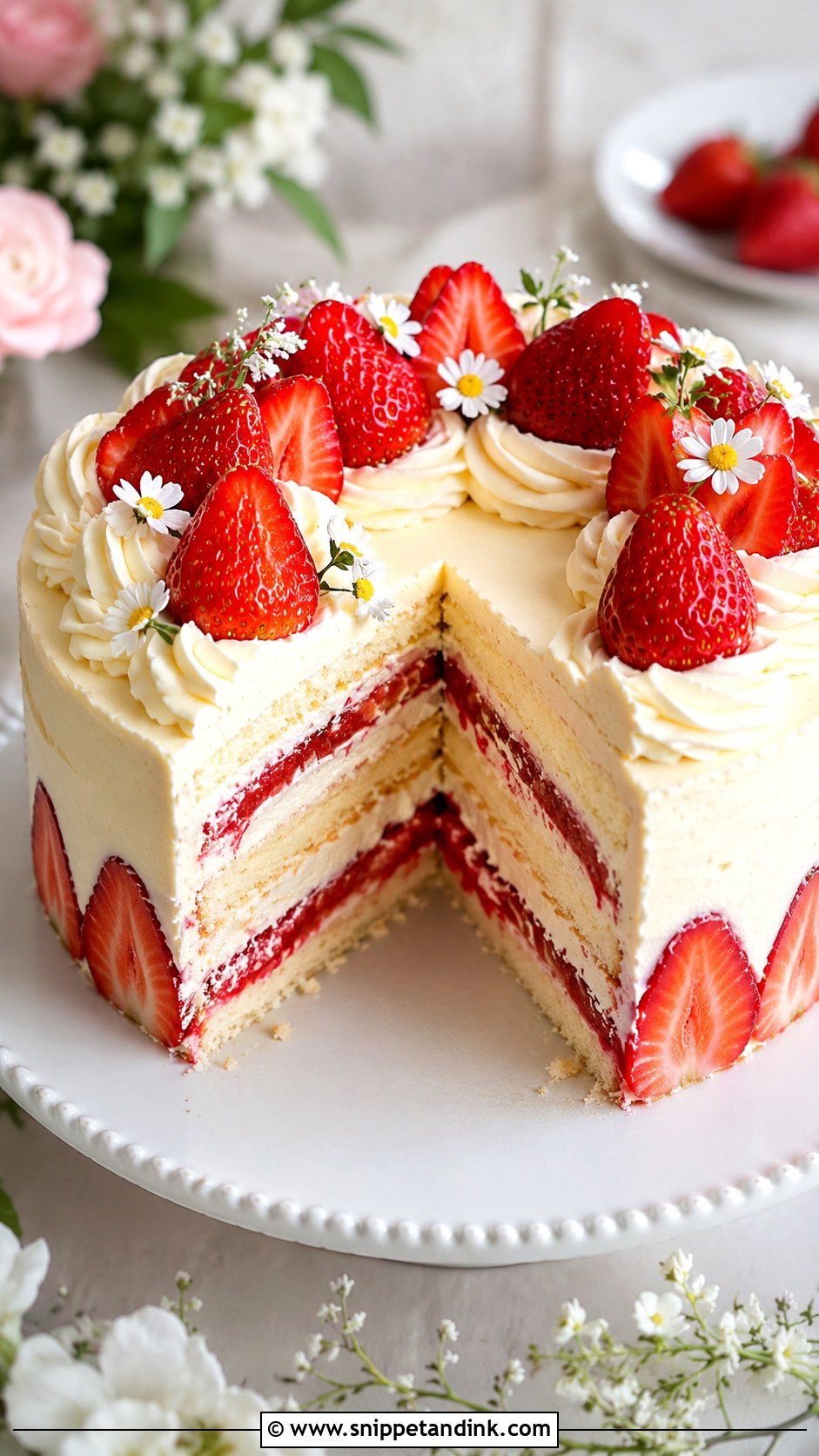 French Strawberry Fraisier Wedding Cake - Snippet and Ink - 25 French Style Wedding Cake Ideas