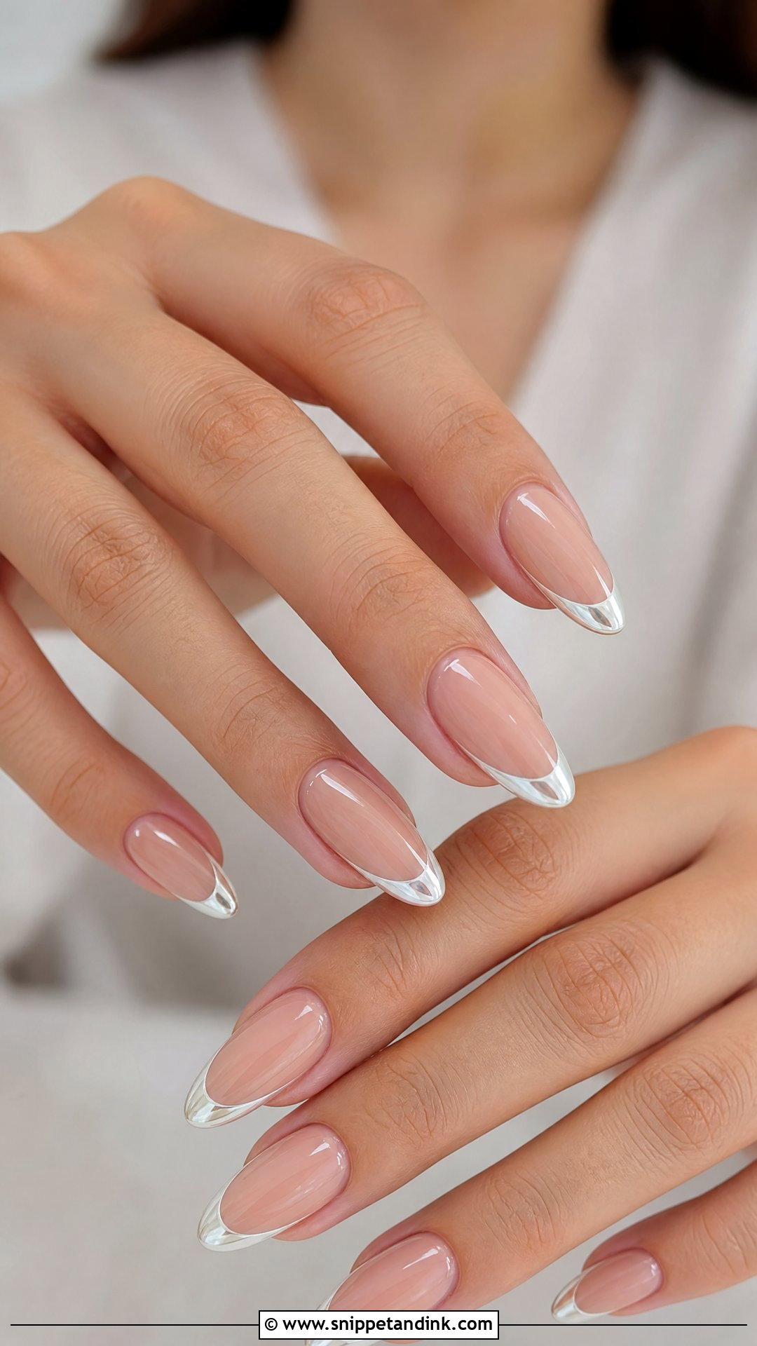 French Tip Chrome Wedding Nails - Snippet and Ink - 25 Chrome Wedding Nails