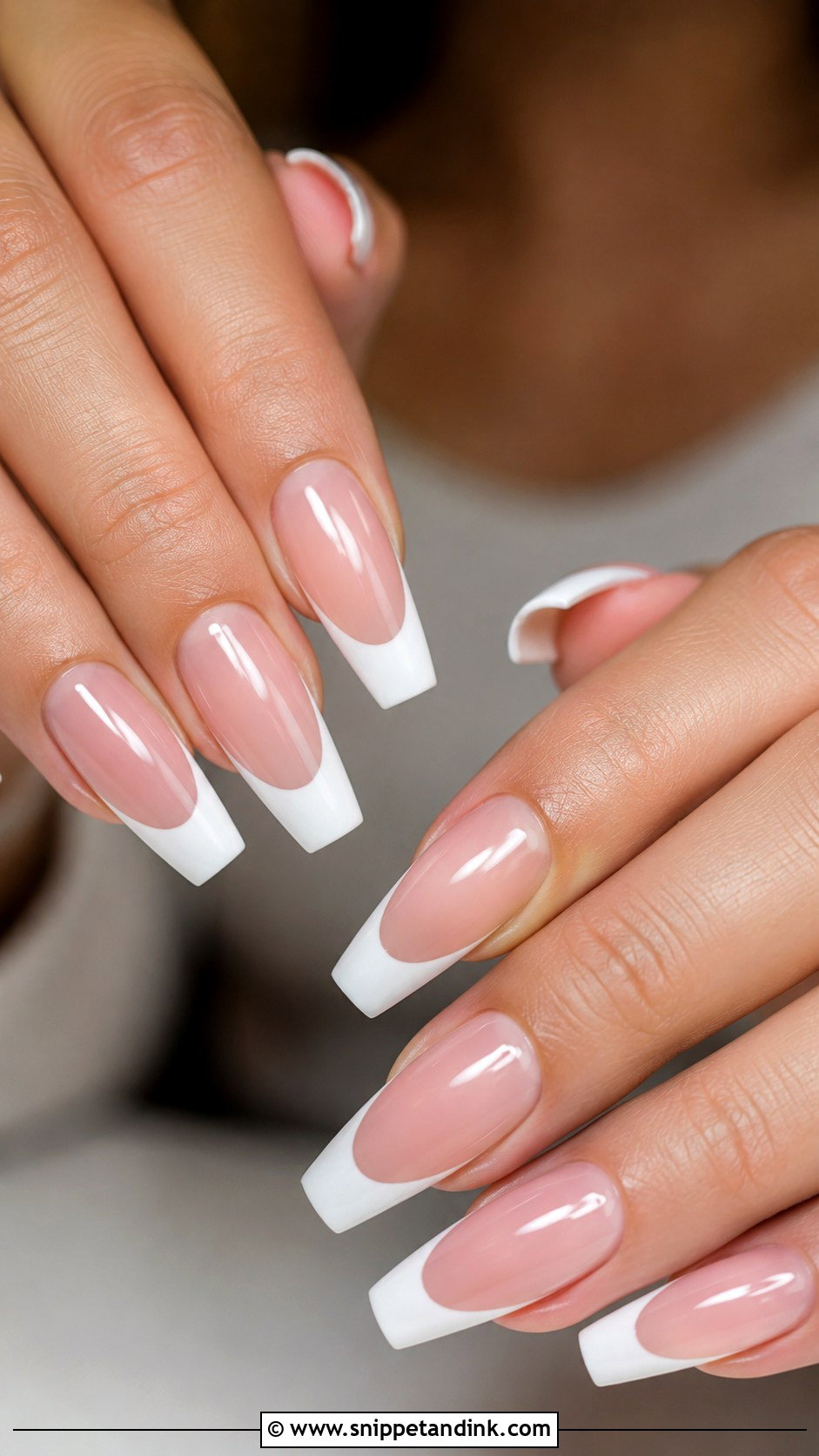 French Tip Coffin Wedding Nails - Snippet and Ink - 20 Coffin Wedding Nails for Bride
