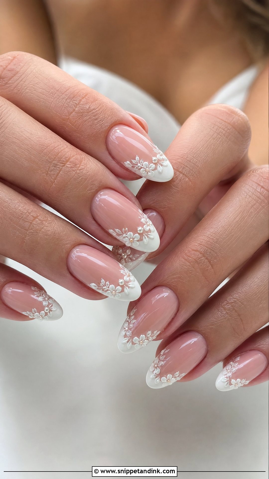 French Tip Floral Wedding Nails - Snippet and Ink - 25 Floral Wedding Nails