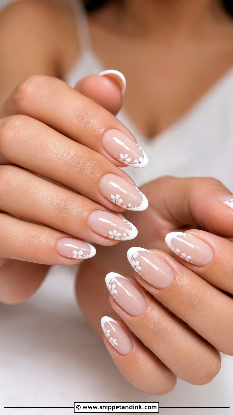 French Tip Floral Wedding Nails - Snippet and Ink - 20 Floral Wedding Nails for Bride