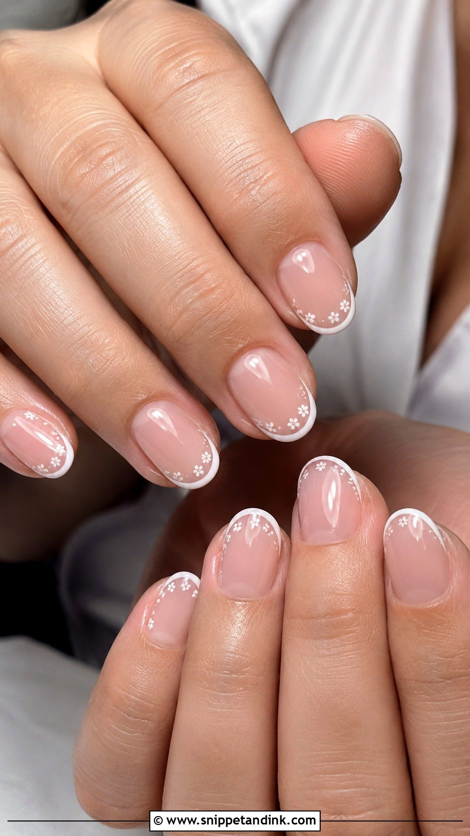 French Tip Flower Wedding Nails - Snippet and Ink - 20 Flower Wedding Nails