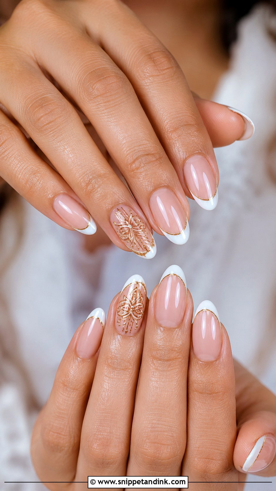 French Tip Indian Bridal Nail Extensions - Snippet and Ink - 20 Indian Bridal Nail Extension Designs