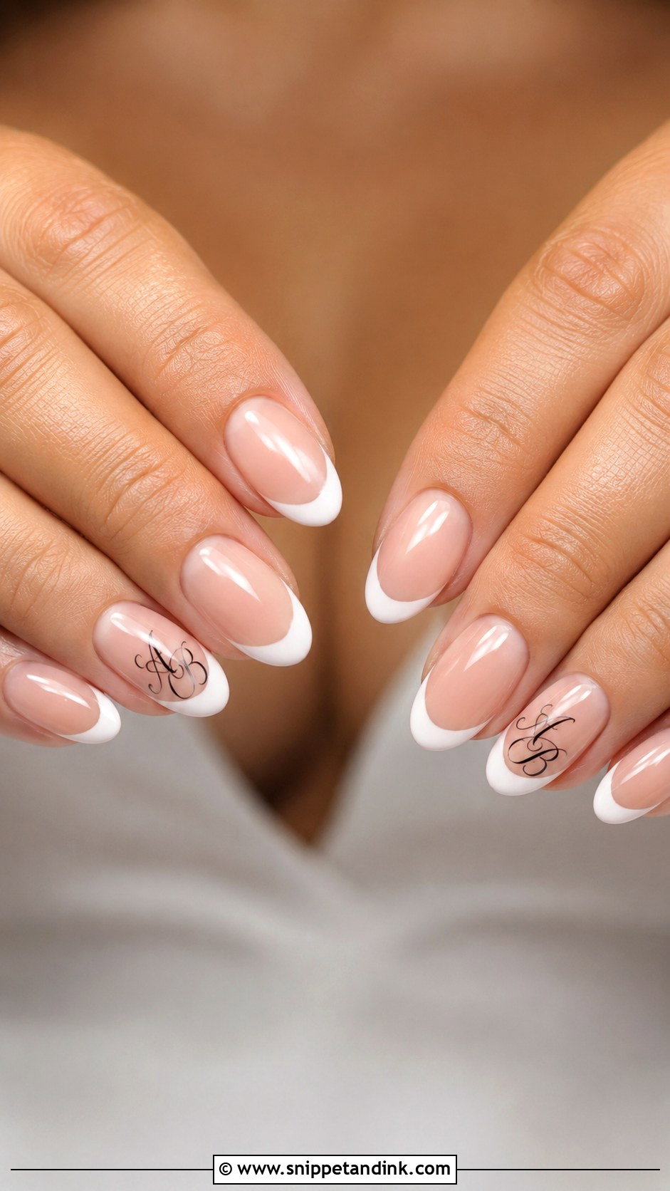 French Tip Wedding Nails With Initials - Snippet and Ink - 20 Wedding Nails with Initials